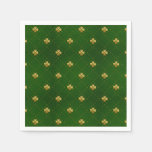 Golden Green Clover Pattern Napkins