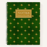 Golden Green Clover Pattern Notebook