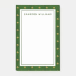 Golden Green Clover Pattern Post-it Notes