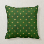 Golden Green Clover Pattern Throw Pillow