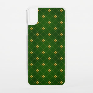 Golden Green Clover Pattern iPhone XS Case