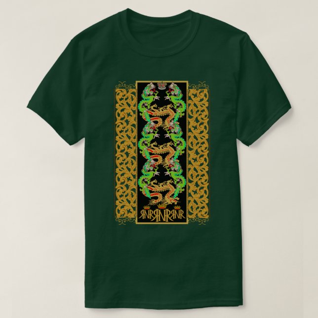 Golden Green Dragon RNR T-Shirt (Design Front)