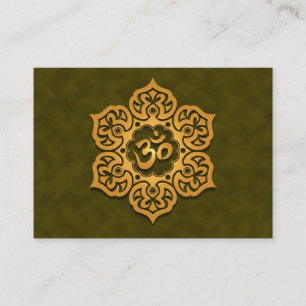 Golden Green Floral Om Business Card