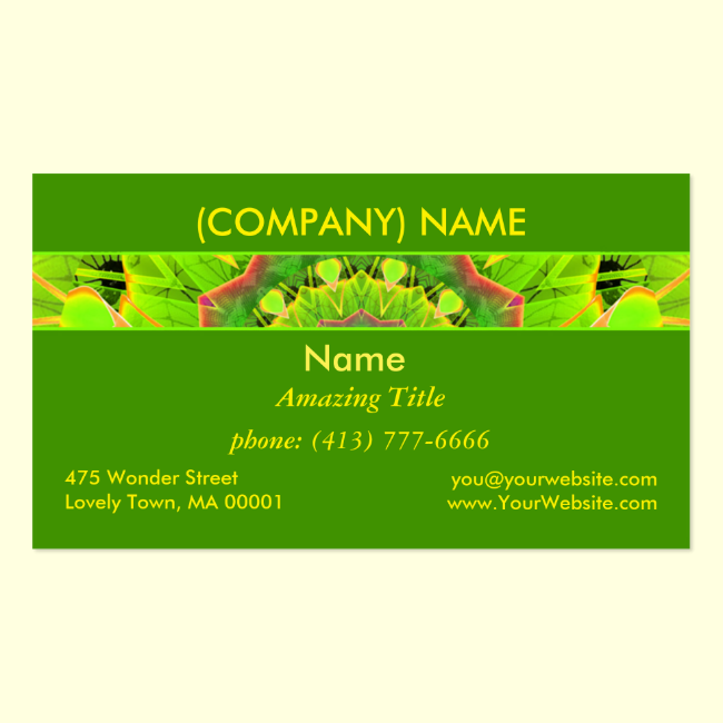 Golden Green Foliage Ferns Abstract Summer Mandala Double-Sided Standard Business Cards (Pack Of 100)