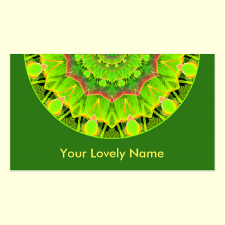 Golden Green Foliage Ferns Abstract Summer Mandala Double-Sided Standard Business Cards (Pack Of 100)