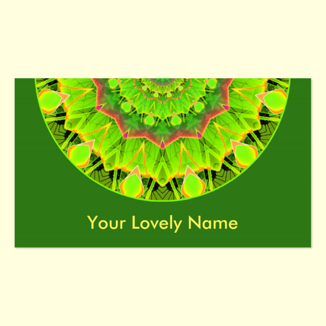 Golden Green Foliage Ferns Abstract Summer Mandala Double-Sided Standard Business Cards (Pack Of 100)