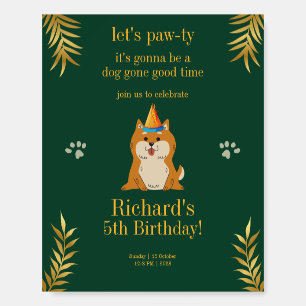 Golden Green Puppy Dog Kid's Birthday Foam Board