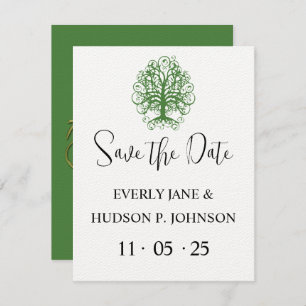 Golden Green Swirl Tree Roots of Love Wedding Invi Invitation