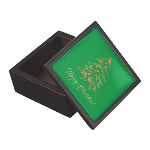 Golden Green Tree Merry Christmas  Gift Box