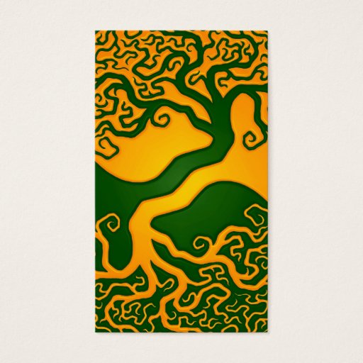 Customizable Golden Green Tree of Life Yin Yang Business Card Template
