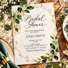 Golden Greenery Bridal Shower Invitation