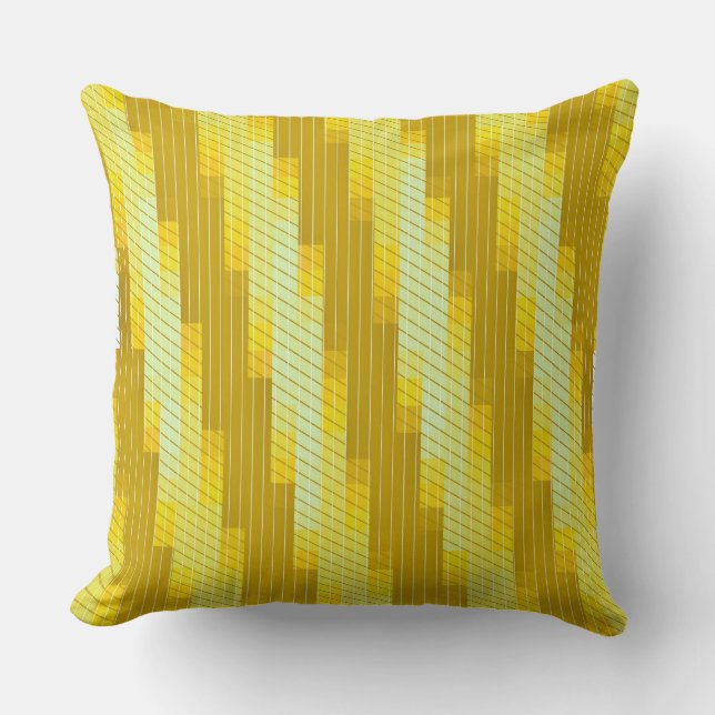 Golden Grid Abstract  Throw Pillow (Front)