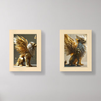 Golden Griffin and Celestial Lion Wall Art Sets