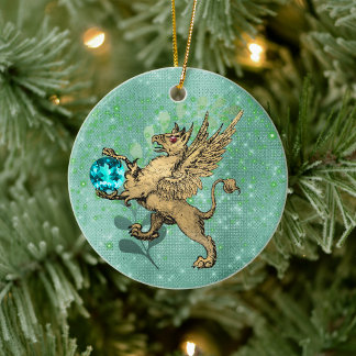 Golden Griffin Ceramic Ornament