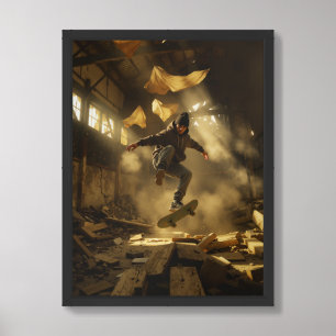 Golden Grit – Skater in Motion Poster