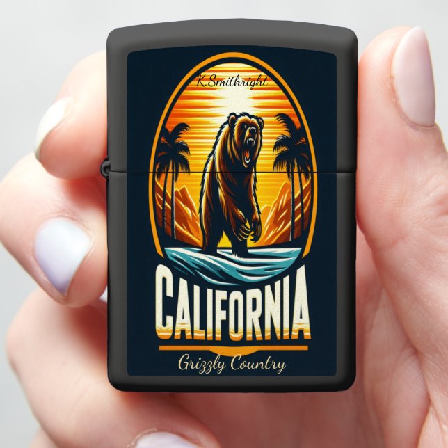 Golden Grizzly Wilderness California  Zippo Lighter (In Hand)
