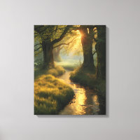 Golden Grove Sunrise – Tranquil Sunlit Forest Stre