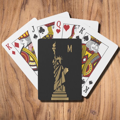 GOLDEN GRUNGE STATUE OF LIBERTY POKER CARDS