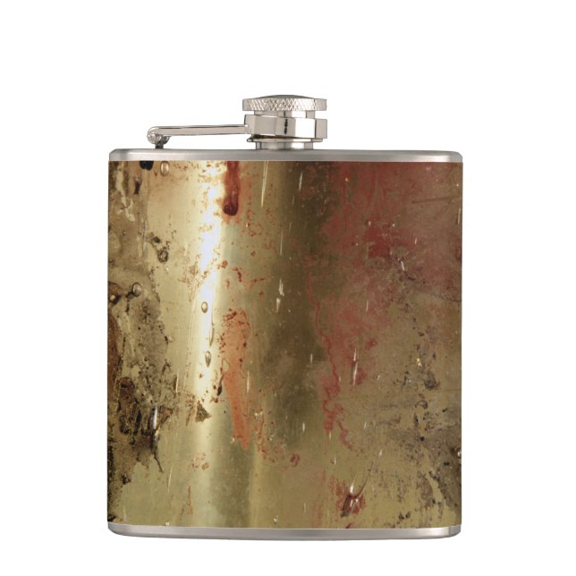 Golden grunge Vinyl Wrapped Flask (Front)
