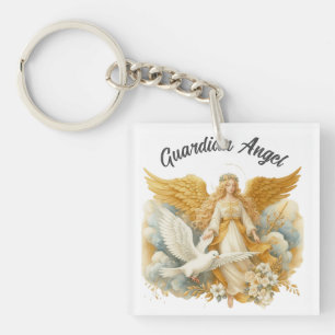Golden Guardian Angel badge Keychain