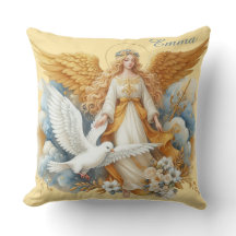 Golden Guardian Angel With White Bird