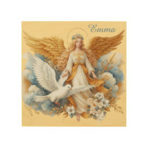 Golden Guardian Angel With White Bird