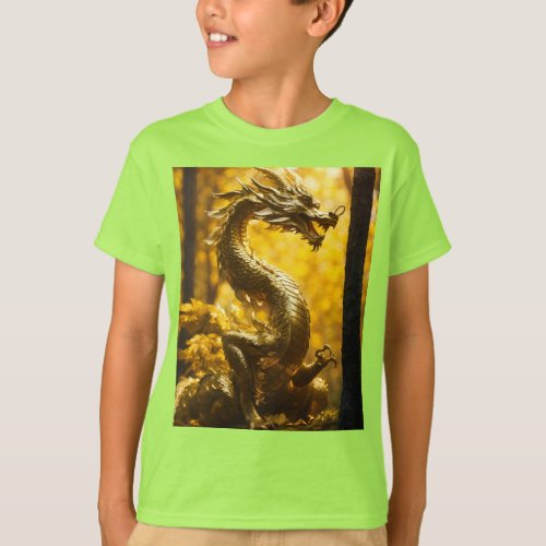 Golden Guardian Dragon Forest T_Shirt