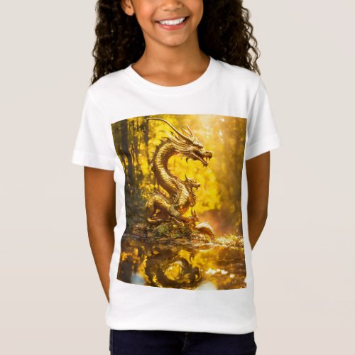 Golden Guardian Enchanted Forest Dragon T_Shirt