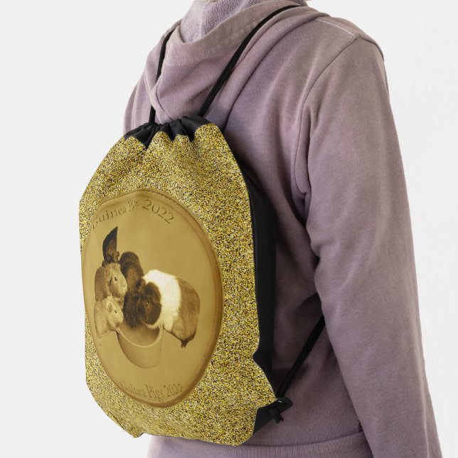 Golden Guinea Pig 2022 Coin, Drawstring Backack Bag (Insitu)
