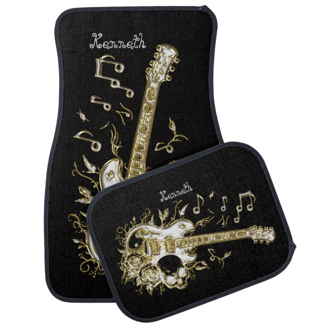 Golden Guitar Melody in Motion Car Floor Mat (Set)