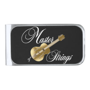 Golden guitar silver finish money clip