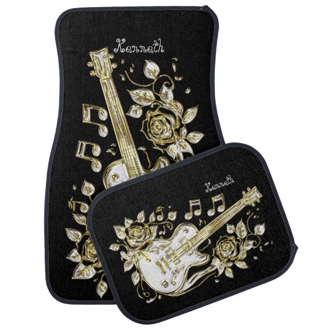 Golden Guitar Strikes Perfect Chord Car Floor Mat (Set)