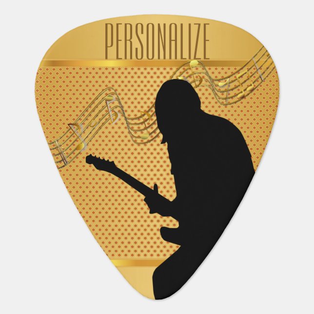 Golden Guitarist | DIY Text Guitar Pick (Front)