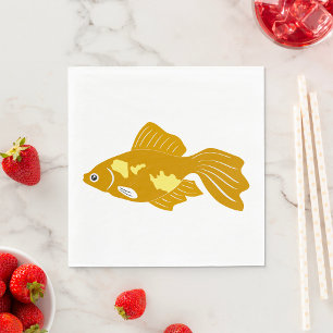 Golden Guppy Fish Cute Tropical Aquarium Fish Napkins