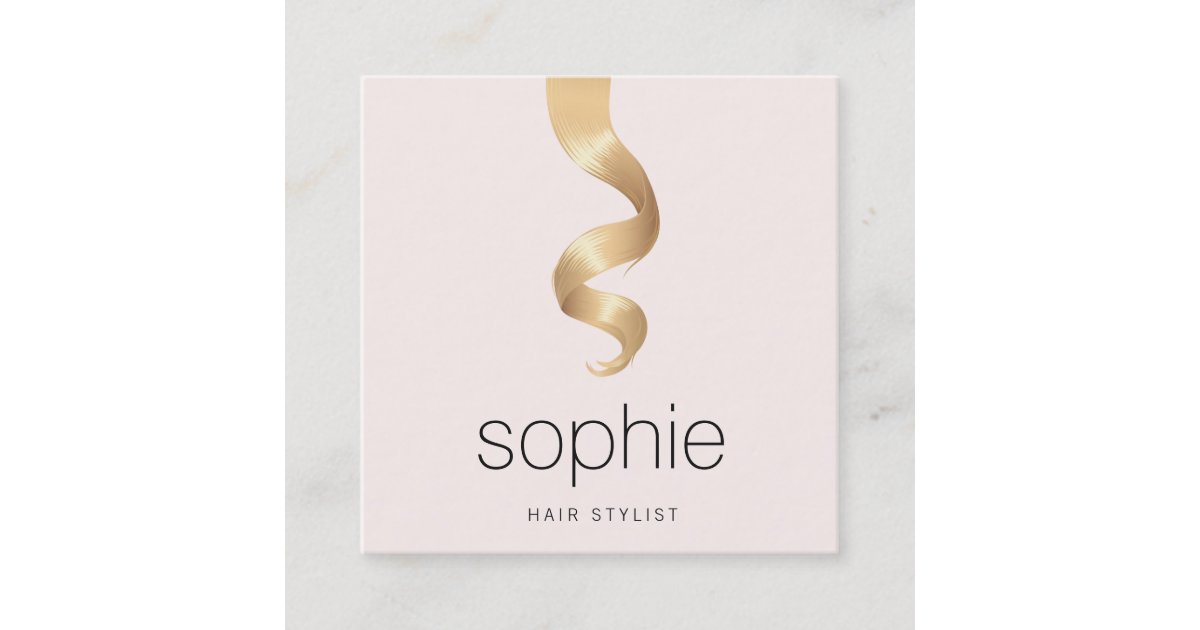 Golden Hair Extension Salon Hairdresser Square Business Card