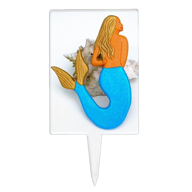 golden hair mermaid cake topper (Front)