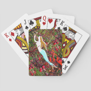 golden hair mermaid poker cards
