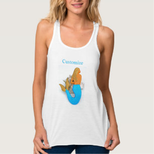 golden-haired blue-tail mermaid tank top