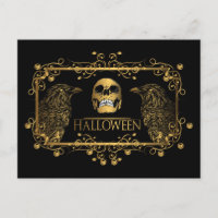 Golden Halloween Skull Ravens