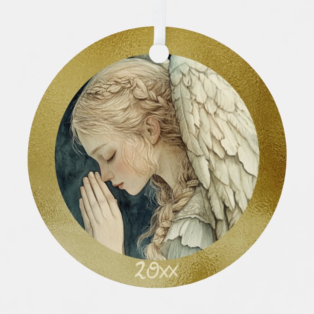 Golden Halo Angel  Beautiful Holiday Gift Metal Ornament (Front)