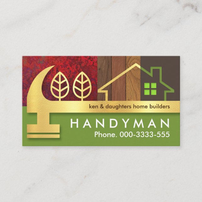 Golden Hammer Timber Home Landscape Business Card (Front)