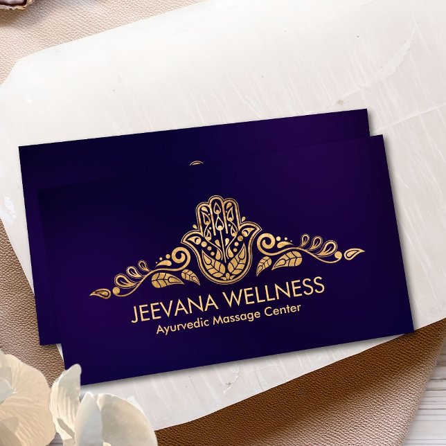 Golden Hamsa Hand Paisley Ornament Business Card (Creator Uploaded)