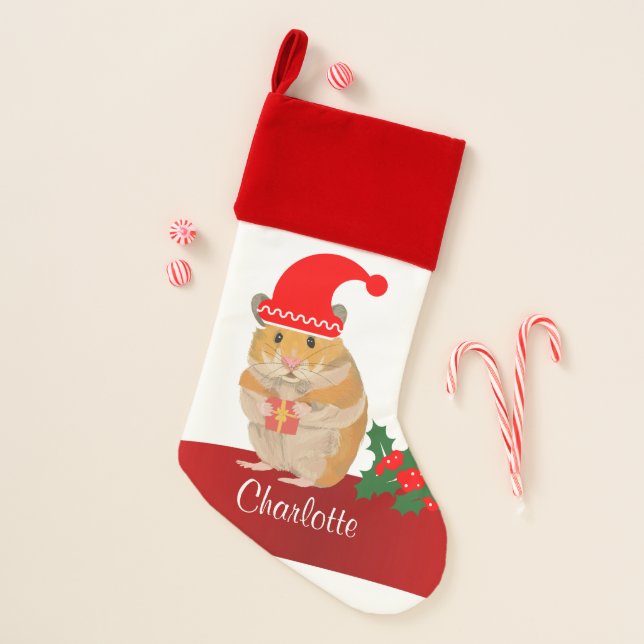  Golden Hamster personalised  Christmas Stocking (Front)