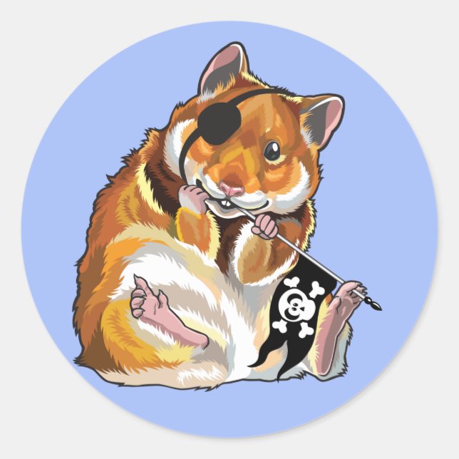 golden hamster pirate classic round sticker (Front)