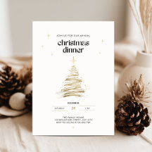 Golden Hand Drawn Tree Christmas Dinner