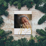 Golden Hand Lettered Joy Photo Gold Foil Holiday Card<br><div class="desc">This guilded foil lettered "joy" delicately sits atop your favorite photo. Customize your photo and name.</div>