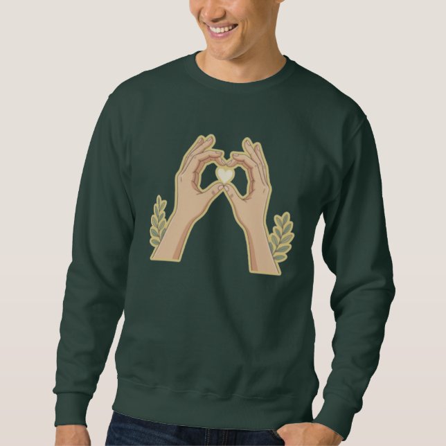 Golden Hands Heart – Cute Family-Friendly Cartoon  Sweatshirt (Front)