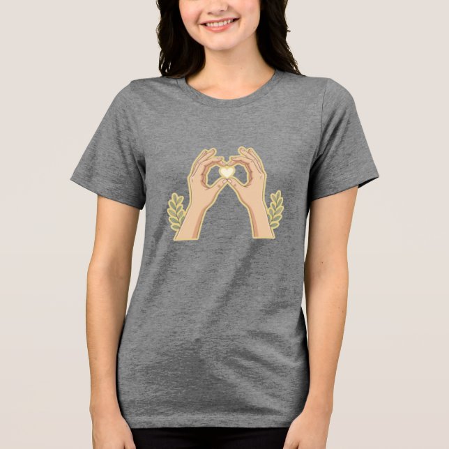 Golden Hands Heart – Cute Family-Friendly Cartoon  Tri-Blend Shirt (Front)