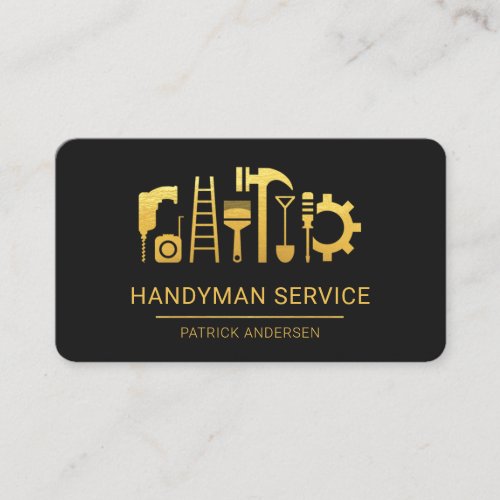 Golden Handyman Construction Tools Business Card