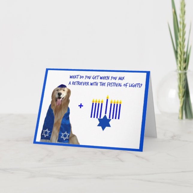 Golden Hanukkah Glow Holiday Card (Front)